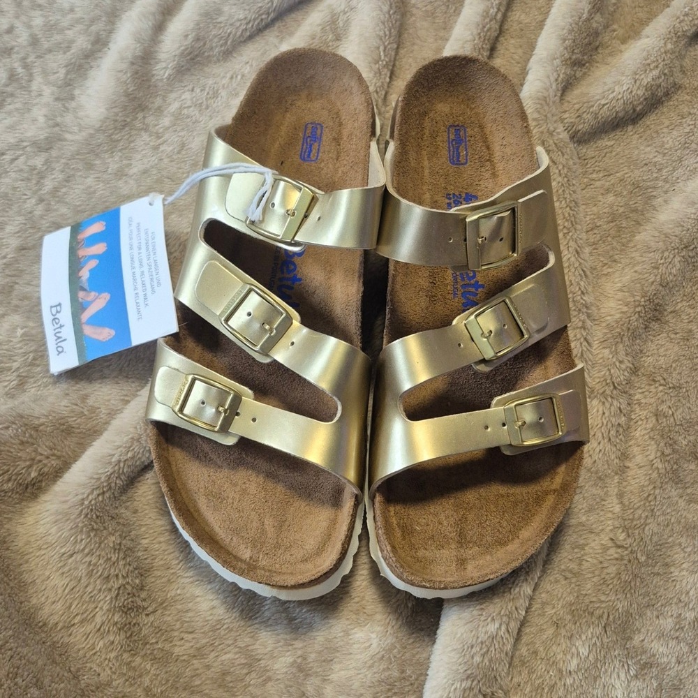 Betula Birkenstock Licensed Gold Metallic Soft Footbed Sandals Women EU 40 L9 M7